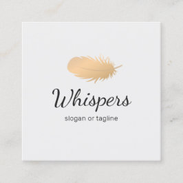 Tarjeta De Visita Cuadrada Logotipo pacífico de la pluma de oro Rosa