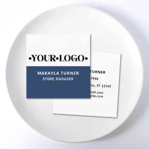 Tarjeta De Visita Cuadrada Logotipo personalizado azul