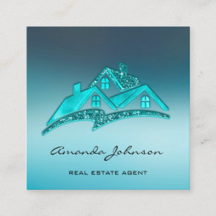 Tarjeta De Visita Cuadrada Logotipo Personalizado Casa Agente Inmobiliario Ho