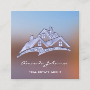 Tarjeta De Visita Cuadrada Logotipo Personalizado Casa Agente Inmobiliario Ho