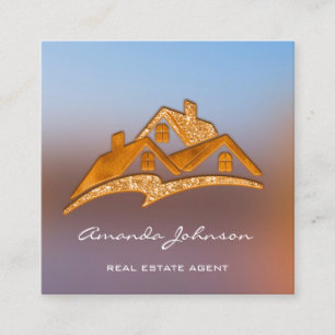 Tarjeta De Visita Cuadrada Logotipo Personalizado Casa Agente Inmobiliario Ho