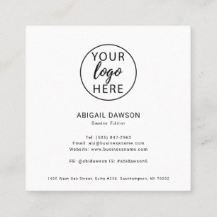 Tarjeta De Visita Cuadrada Logotipo personalizado de empresa minimalista