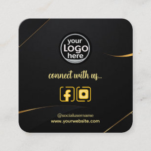 Tarjeta De Visita Cuadrada Logotipo personalizado, enlaces sociales y código