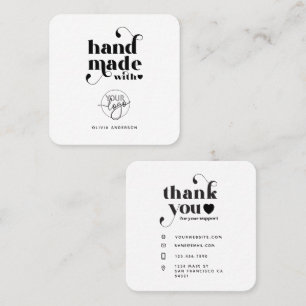 Tarjeta De Visita Cuadrada Logotipo personalizado hecho a mano con amor Graci