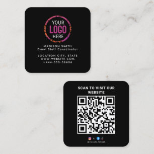 Tarjeta De Visita Cuadrada Logotipo personalizado moderno y código QR