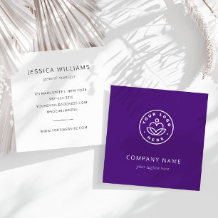 Tarjeta De Visita Cuadrada Logotipo personalizado Negrita Minimalista Purple