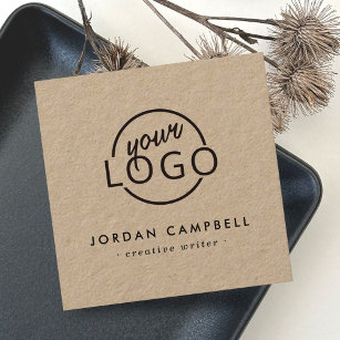 Tarjeta De Visita Cuadrada logotipo personalizado Papel Kraft minimalista mod