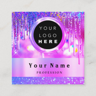 Tarjeta De Visita Cuadrada Logotipo personalizado Perforaciones holográficas 