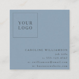 Tarjeta De Visita Cuadrada Logotipo profesional azul minimalista moderno simp