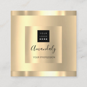 Tarjeta De Visita Cuadrada Logotipo profesional Beauty Studio Hair Salon Gold