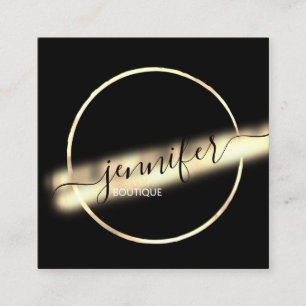 Tarjeta De Visita Cuadrada Logotipo profesional Boutique Gold Black QRCODE Un
