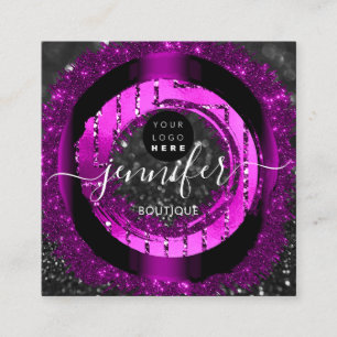 Tarjeta De Visita Cuadrada Logotipo profesional con logotipo de Purpurina con