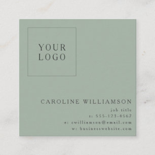 Tarjeta De Visita Cuadrada Logotipo profesional cuadrado verde sage moderno s