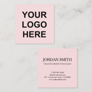 Tarjeta De Visita Cuadrada Logotipo Profesional Minimal Moderno Rosa Rubor