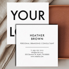 Tarjeta De Visita Cuadrada Logotipo Profesional Minimalista Moderno Blanco