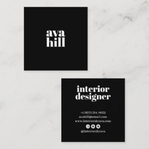 Tarjeta De Visita Cuadrada Logotipo profesional minimalista negro moderno y e