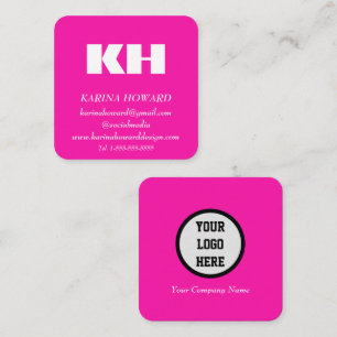 Tarjeta De Visita Cuadrada Logotipo profesional Monograma Elegante rosa calie