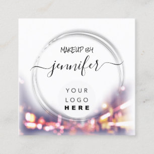 Tarjeta De Visita Cuadrada Logotipo profesional Nails Belleza Pelo Blanco Mod