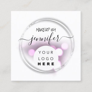 Tarjeta De Visita Cuadrada Logotipo profesional Nails Belleza Pelo Blanco Ros