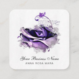 Tarjeta De Visita Cuadrada *~* Logotipo QR Rosa de Lavanda Púrpura Flor flora