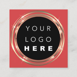 Tarjeta De Visita Cuadrada Logotipo QRCode Ver Marco en línea Oro Vivo rojo