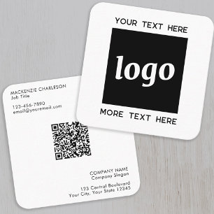 Tarjeta De Visita Cuadrada Logotipo simple y código QR de texto