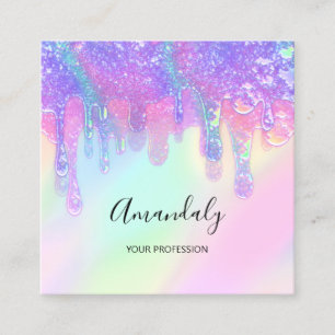 Tarjeta De Visita Cuadrada Logotipo Soap Holograph Drin Cosmetics Nails Studi