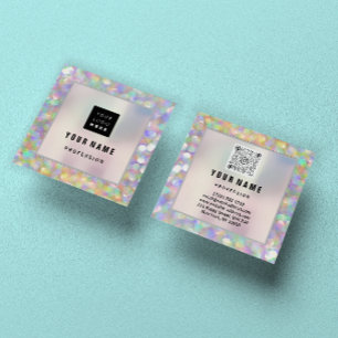 Tarjeta De Visita Cuadrada Logotipo único de CÓDIGO QR del Holograma ARTIST