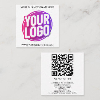 Tarjeta De Visita Cuadrada Logotipo y código QR y texto del equipo de su empr