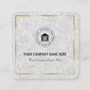 Tarjeta De Visita Cuadrada Logotipo y nombre comercial personalizado simple m