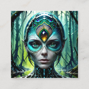 Tarjeta De Visita Cuadrada Los gigantes ciberneticos biomecánicos futuristas