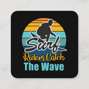 Tarjeta De Visita Cuadrada Los jinetes de surf atrapan las olas