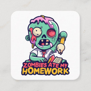 Tarjeta De Visita Cuadrada Los zombies se comieron mi tarea