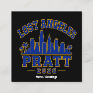 Tarjeta De Visita Cuadrada Lost Angeles Pratt 2026 Silueta Varsity Retro Azul