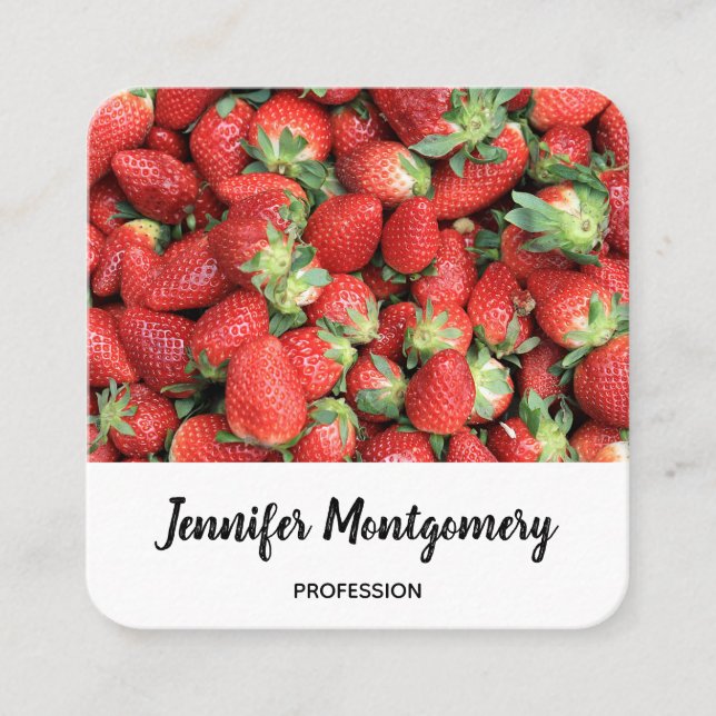 Tarjeta De Visita Cuadrada Lote de fresas de jugo rojo (Anverso)