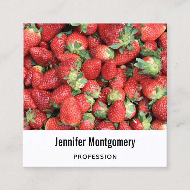 Tarjeta De Visita Cuadrada Lote de fresas de jugo rojo (Anverso)
