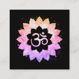 Tarjeta De Visita Cuadrada ~* Lotus Flower Mandala Om Aum. Símbolo
