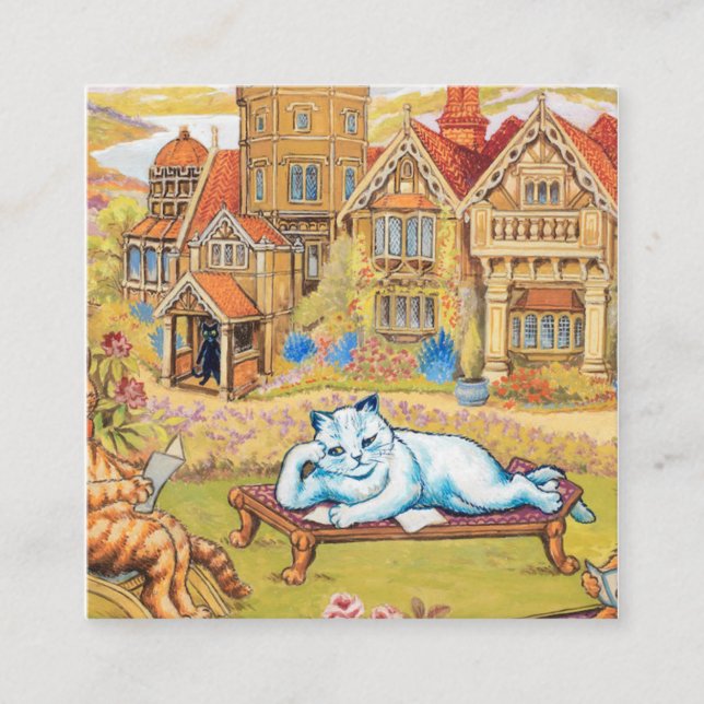 Tarjeta De Visita Cuadrada Louis Wain - Fiesta del té de verano (Anverso)