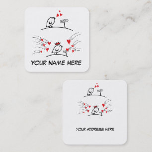 Tarjeta De Visita Cuadrada LOVE ECHO - Aves cómicas Tweetlercools 1