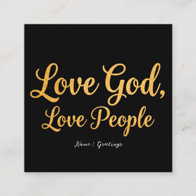 Tarjeta De Visita Cuadrada Love God Love People Elegant Script Christian Art (Anverso)