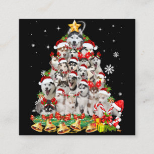 Tarjeta De Visita Cuadrada Luces de árboles de navidad siberiana   Navidad de