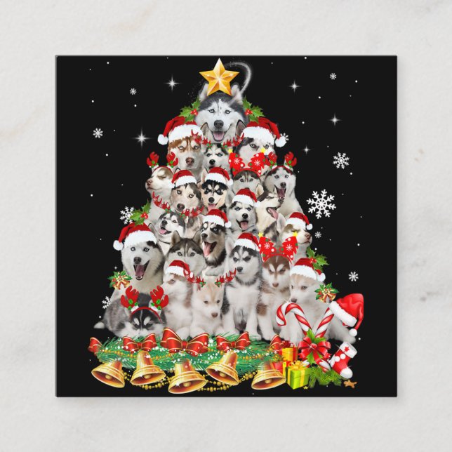 Tarjeta De Visita Cuadrada Luces de árboles de navidad siberiana | Navidad de (Anverso)