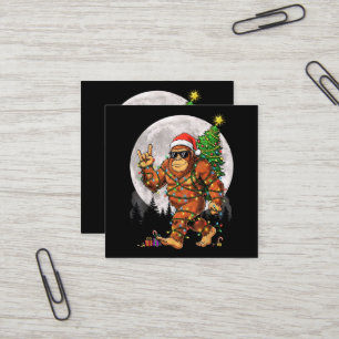 Tarjeta De Visita Cuadrada Luces Divertidas de Navidad de Bigfoot y Luna