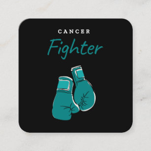 Tarjeta De Visita Cuadrada luchador contra el cáncer, verde azulado