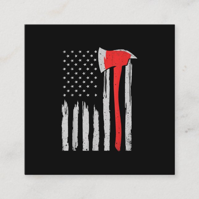 Tarjeta De Visita Cuadrada Luchador rojo de bandera estadounidense contra inc (Anverso)