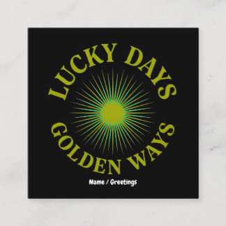 Tarjeta De Visita Cuadrada Lucky Days & Golden Ways Retro Sunburst Heritage