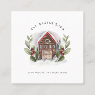 Tarjeta De Visita Cuadrada Lugar de Boda de Navidades de invierno
