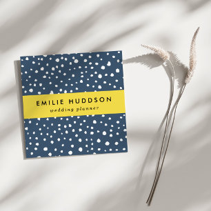 Tarjeta De Visita Cuadrada Lugares dálmatas azul de la marina, puntos dálmata