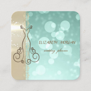 Tarjeta De Visita Cuadrada Lujo Elegante Glam ,Dorado Falso,Bokeh,Encaje,Vest