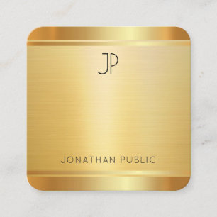Tarjeta De Visita Cuadrada Lujo Faux Gold Premium Seda Acabado Elegante